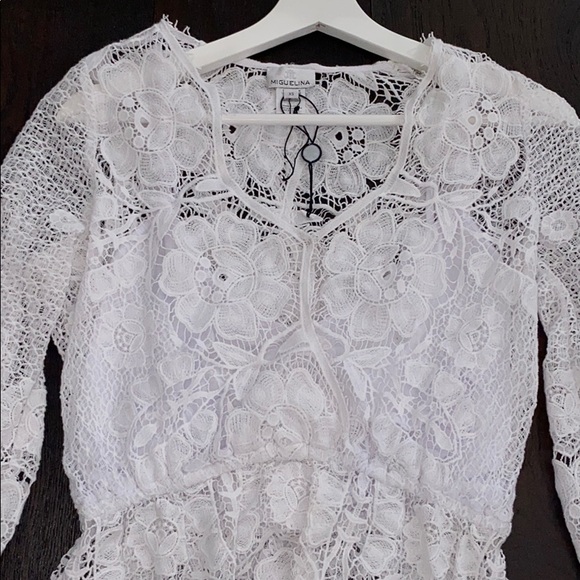 NWT Miguelina macrame white embroidered top - Picture 3 of 5